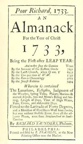 Poor Richard's Almanack for 1733: For the Year of Christ 1733